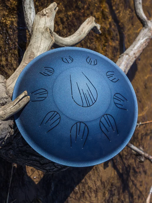 ShinySteelDrums Язычковый ханг Oriondrum с чехлом и палочками 440гц Орион, синий, фото 4