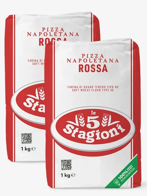 LE 5 STAGIONI Мука Pizza Napoletana мягких сортов пшеницы 2шт x 1 кг, 2 шт, 1 кг