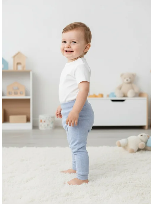 Clever baby Штаны для малышей на резинке, голубой, фото 3