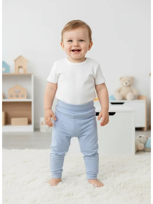 Clever baby Штаны для малышей на резинке, голубой, фото 4