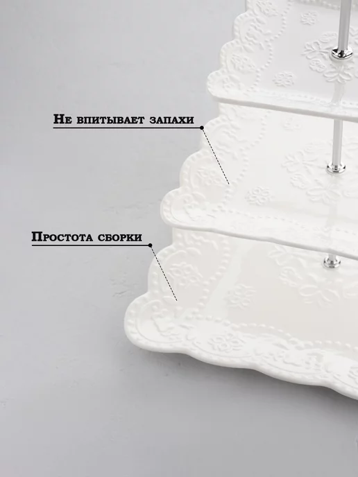Доляна Блюдо трехъярусное "Сьюзен" 15х20х26,5 см, 15x20x26.5 см, фото 7