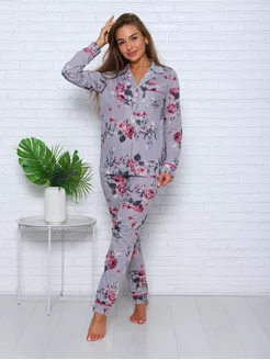 Пижама рубашка и штаны Vissa 178595958 купить за 997 ₽ в интернет-магазине Wildberries