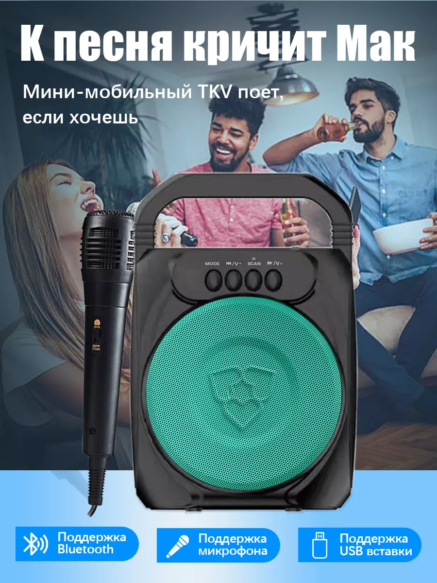 Караоке-система с линейным микрофоном, Bluetooth, TF, FM Tcehvibe 178604740  купить за 604 ₽ в интернет-магазине Wildberries