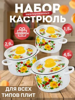 Набор кастрюль эмалированных с крышками СтальЭмаль 178608863 купить за 2 135 ₽ в интернет-магазине Wildberries