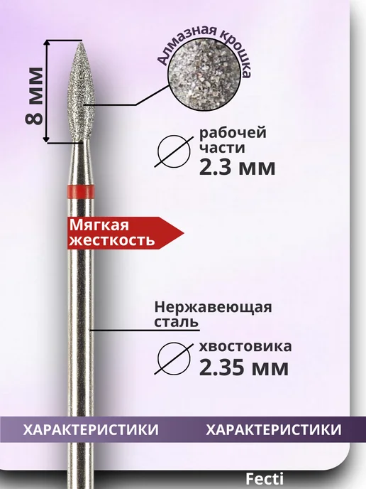 Fecti Фрезы для маникюра и педикюра Пламя, 806.104.243.514.023, вариант, фото 2