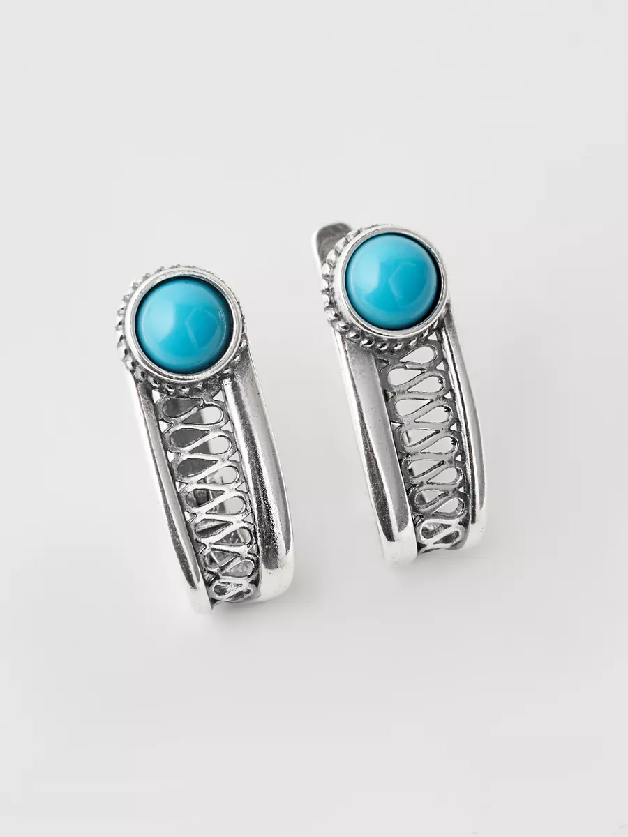Серьги SHINE & BEAUTY Серьги-кольца покрытые серебром с кристаллами Swarovski