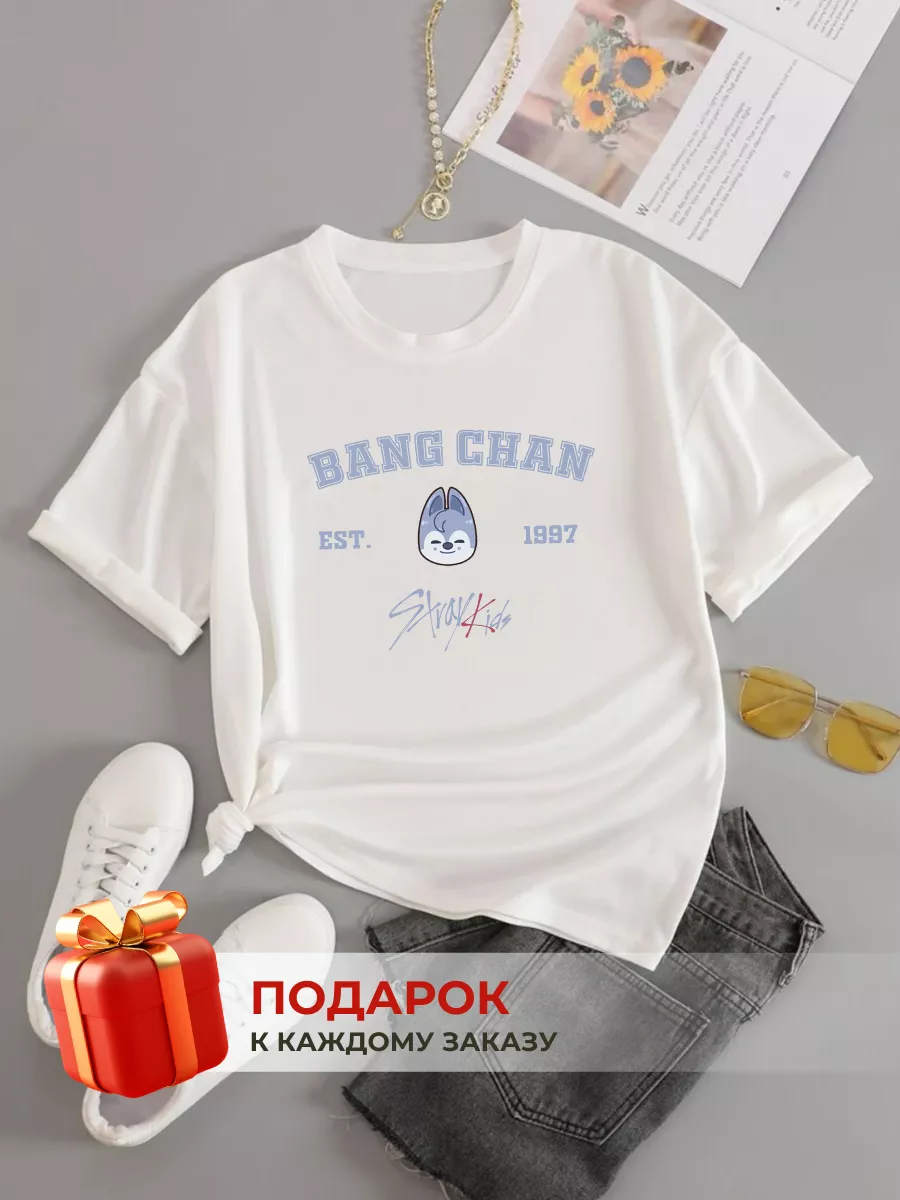 Футболка оверсайз c принтом надписью stray kids Бан Чан Style by