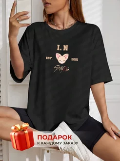 Футболка оверсайз c принтом надписью stray kids i.n Style by Ecocot 178718274 купить за 957 ₽ в интернет-магазине Wildberries