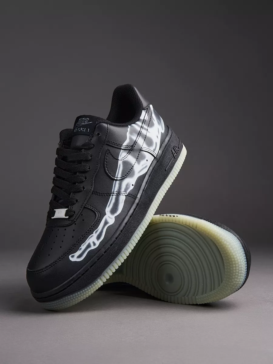 Nike air force 1 low black skeleton best sale