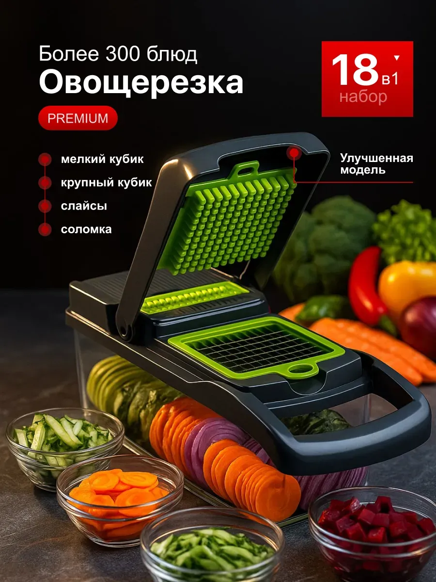 Терка для овощей и фруктов ручная для кухни 18в1