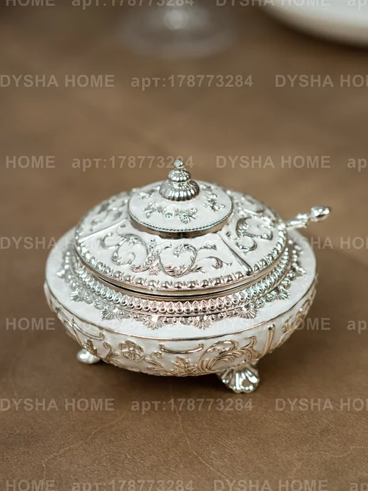 Dysha home Сахарница с ложкой емкость для меда с крышкой, белый, фото 2