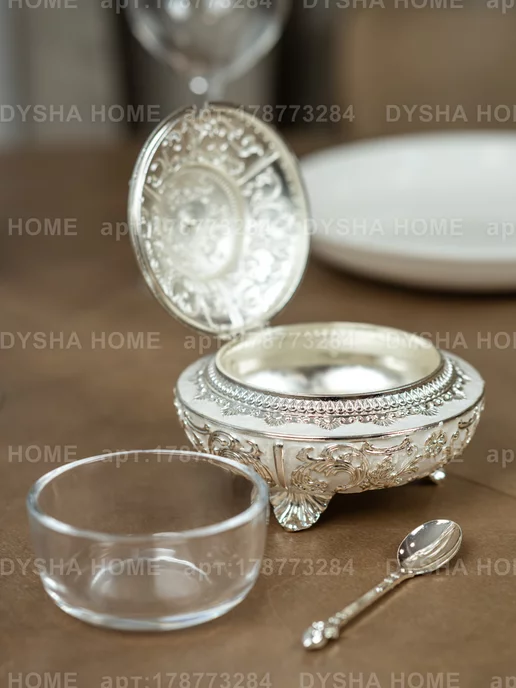 Dysha home Сахарница с ложкой емкость для меда с крышкой, белый, фото 5