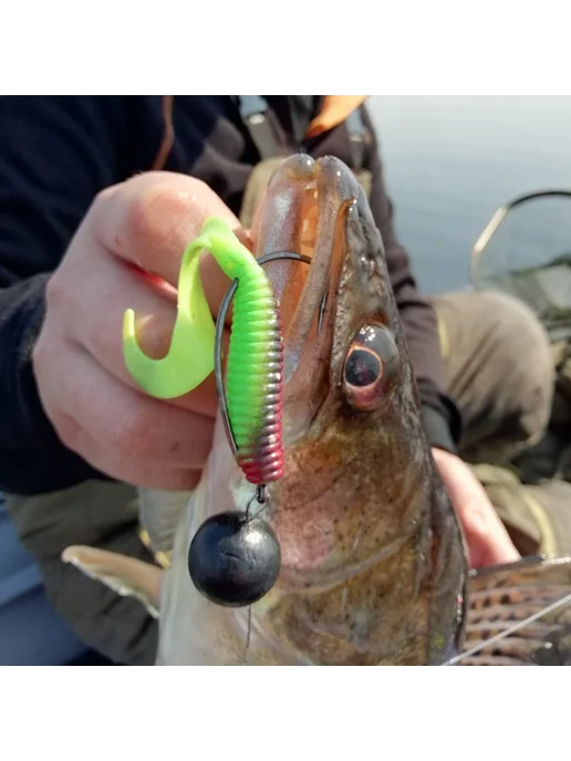 WAKE-Fishing Приманка силиконовая GRUB ANIS 4.5" #BLOODSCALES 150, серый, фото 4