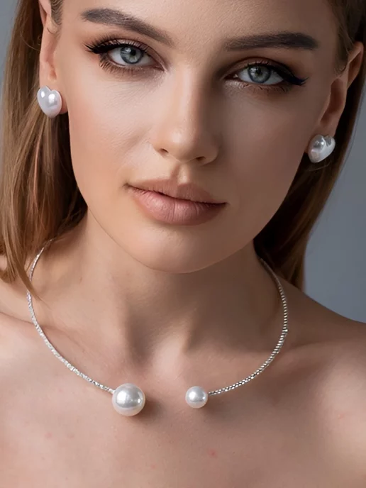 MoreAmore Jewellery Колье со стразами жемчуг, белый, фото 4