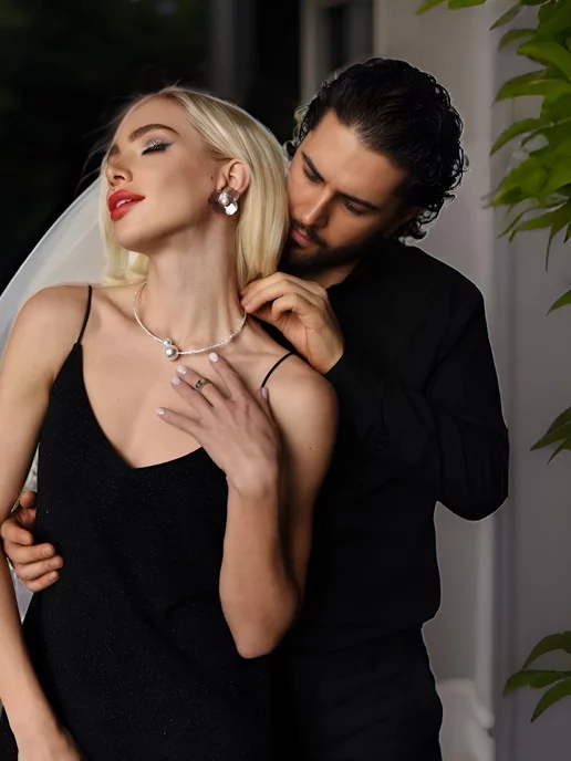 MoreAmore Jewellery Колье со стразами жемчуг, белый, фото 5