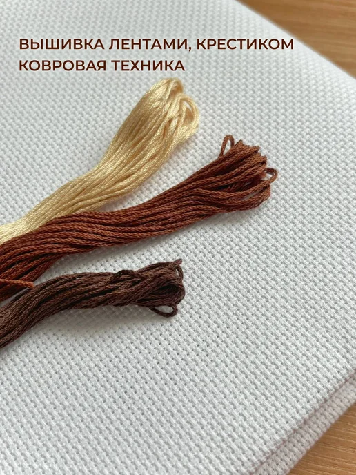 Лавка рукоделия Канва для вышивания крестиком белая каунт 14 50х50см, белый, фото 3