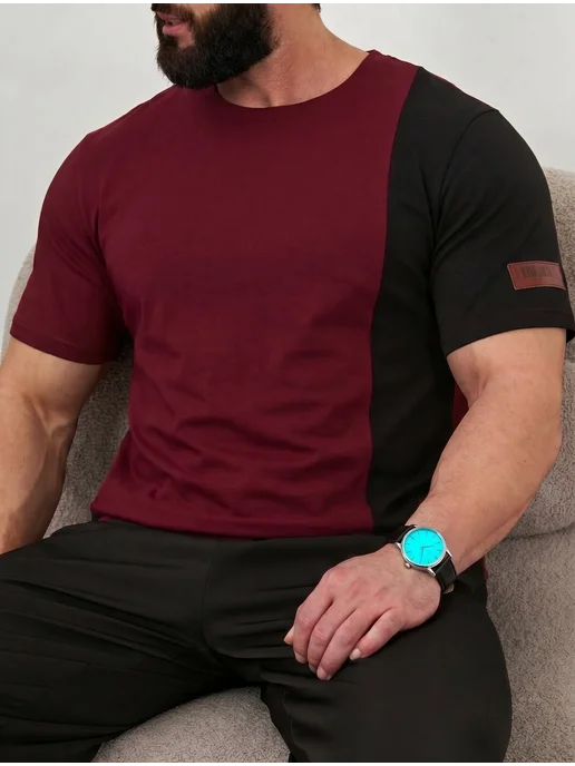 Bloke Big Футболка без рисунка 100% хлопок, черный