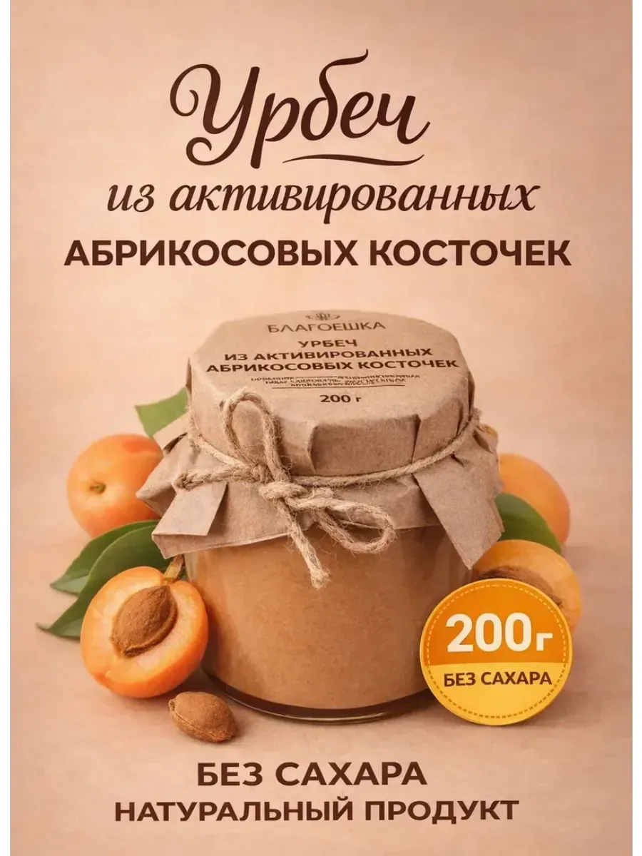 Урбеч из активированных абрикосовых косточек, 200 г