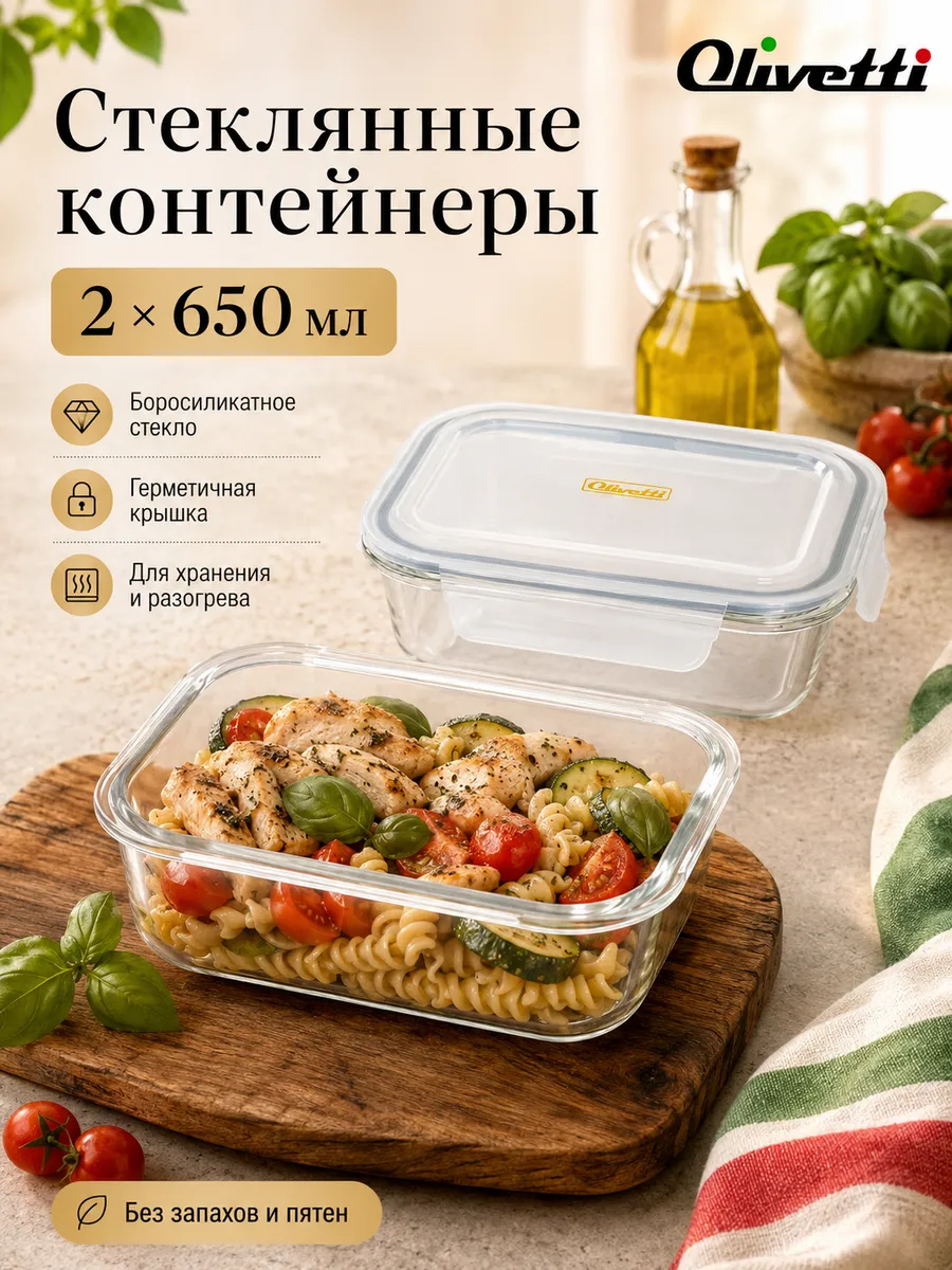 Набор стеклянных контейнеров для еды 2 шт