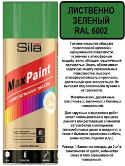 Аэрозольная краска лиственно зеленый RAL6002 SILA 179217141 купить за 286 ₽ в интернет-магазине Wildberries