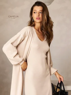 Платье лапша длинное с кардиганом Camelia line 179235951 купить за 4 326 ₽ в интернет-магазине Wildberries