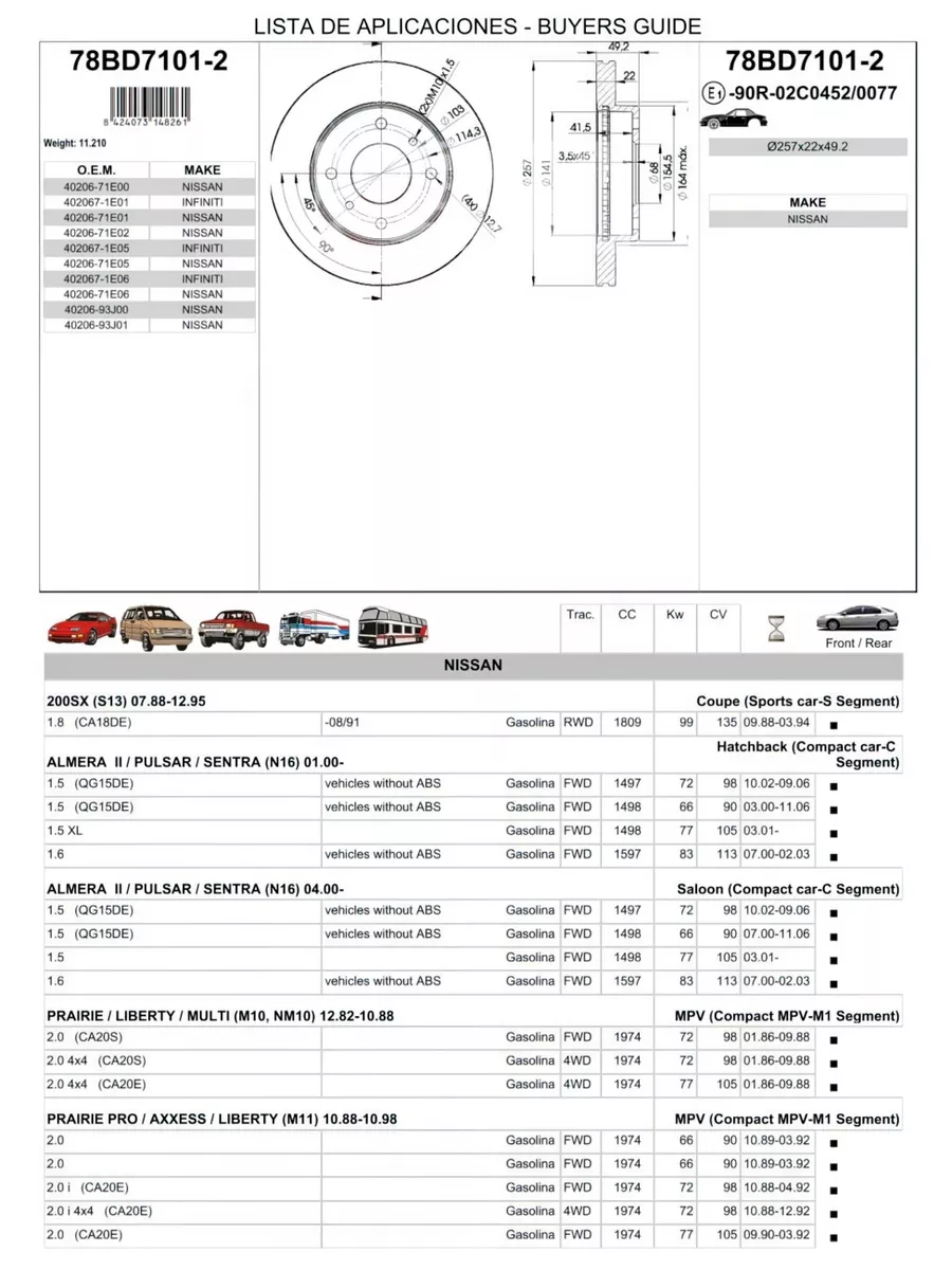 Диск тормозной передний NISSAN Almera classic, N16, ICER 179288989 купить  за 7 670 ₽ в интернет-магазине Wildberries