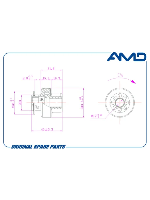 AMD PARTS Бендикс стартера для КИА Рио, Шума, Спектра AMD.EL315 AMD, вариант, фото 2