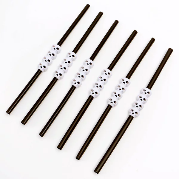 Трубочки для коктейлей "Череп" набор 6 шт.