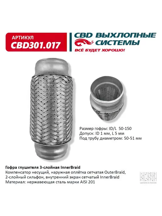 СВД Гофра глушителя Innerbraid 50-150, вариант