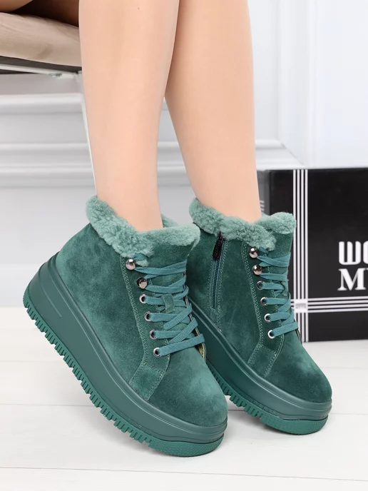 зеленые ботинки женские