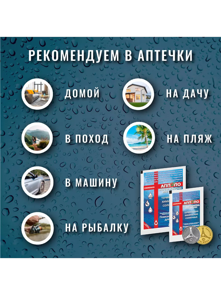 Повязка гидрогелевая противоожоговая 20х30 см 1 шт Апполо 179560033 купить  в интернет-магазине Wildberries