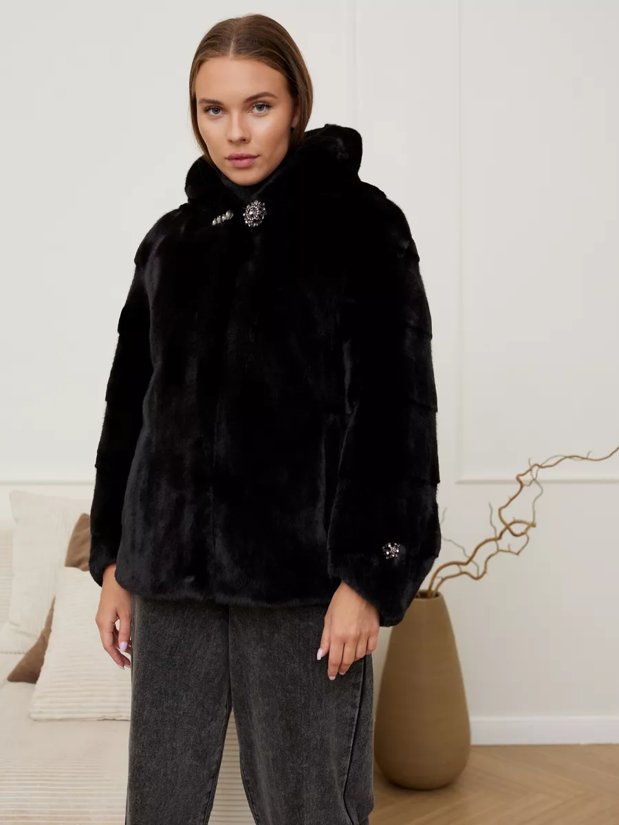 Шуба искусственная с капюшоном экомех норка Fur Coat 179580071 купить за 8  866 ₽ в интернет-магазине Wildberries