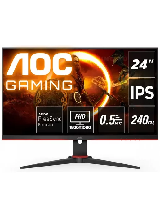 AOC Игровой монитор 23.8" 24G2ZE BK, черно-красный