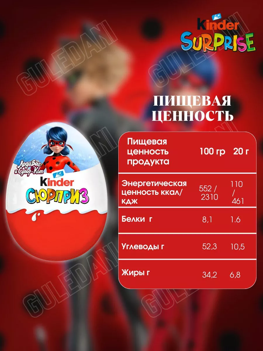 Шоколадные яйца киндер сюрприз Леди баг 36 шт KINDER 179721944 купить за 3  867 ₽ в интернет-магазине Wildberries