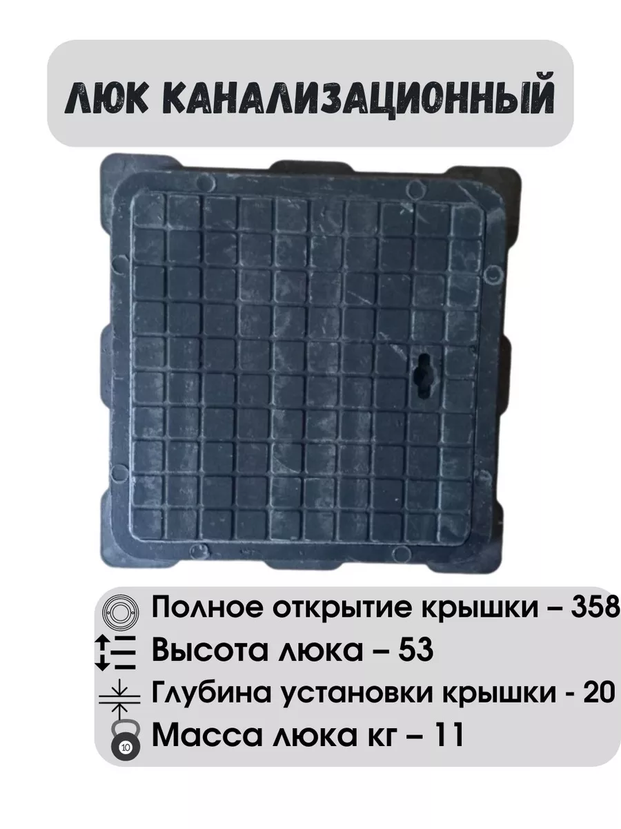 Люк квадратный садовый 46x46/h53мм/700кг