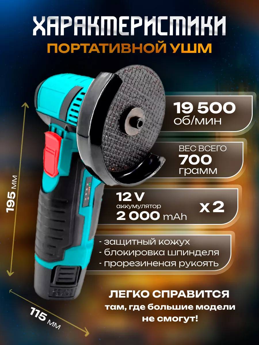 Аккумуляторная мини болгарка FIXTOOL 179744123 купить за 2 076 ₽ в  интернет-магазине Wildberries