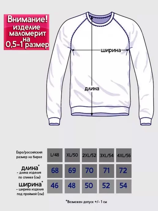 Богатырь Лонгслив с длинным рукавом хлопок с принтом, синий, фото 5