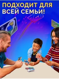 Уно Дос настольная карточная игра Uno Dos Uno. Цвет синий. Вид 4.
