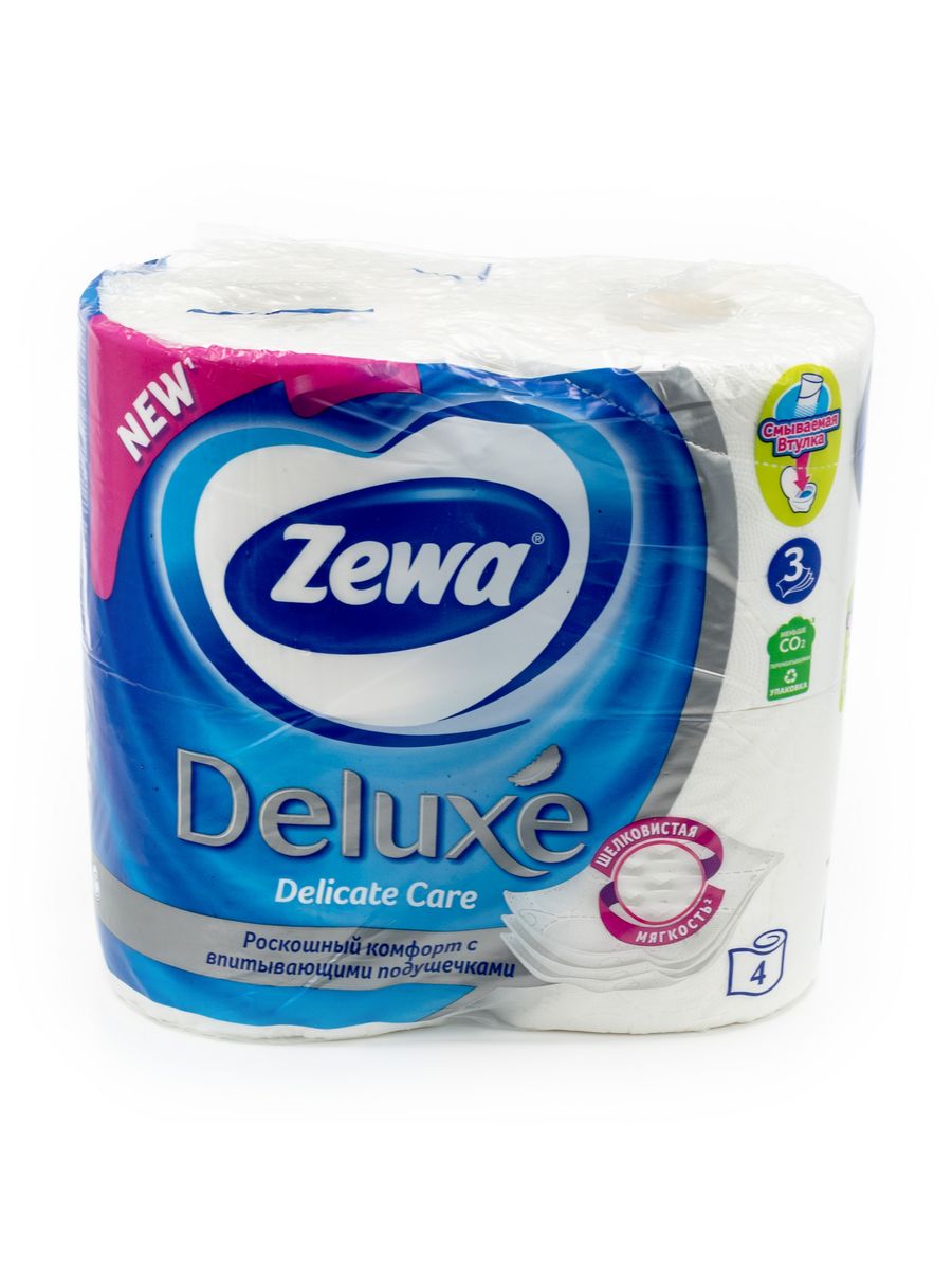 Туалетная бумага zewa deluxe белая 3 слоя. Zewa Deluxe. Zewa Deluxe 4 рулона. Зева Deluxe delicate Care. Зева Делюкс белая.