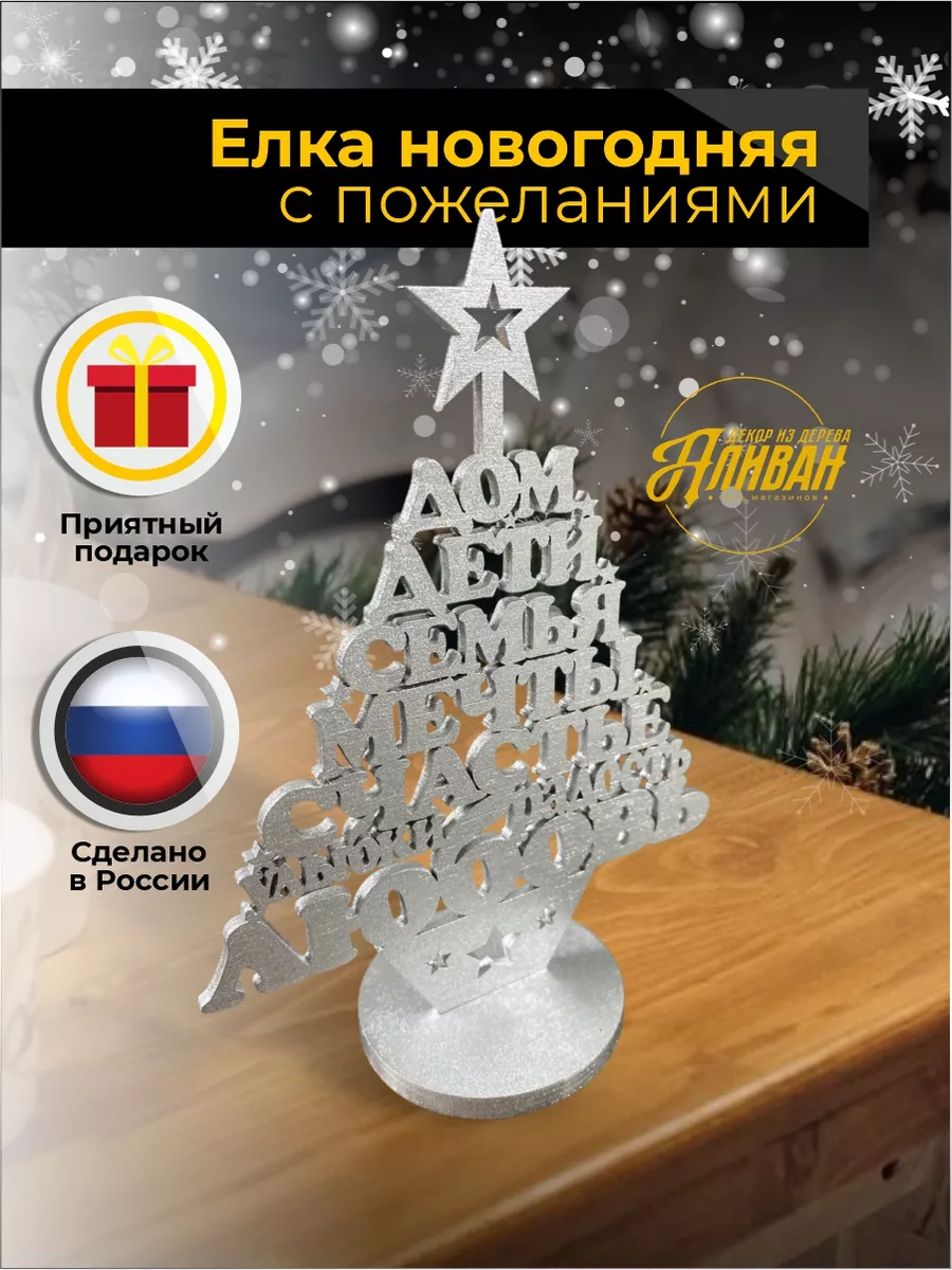 Новогодняя елка из слов с пожеланиями