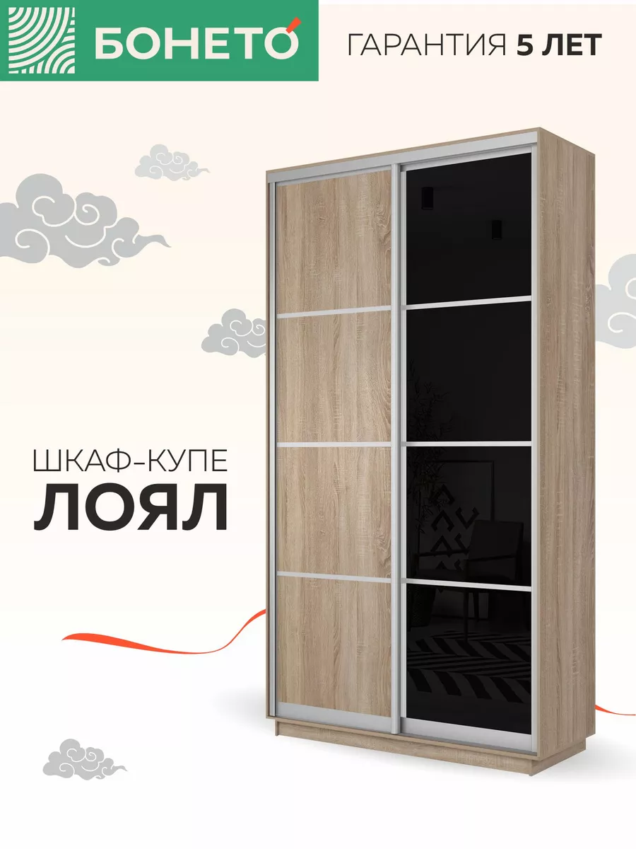 Шкаф-купе Лоял 2 дв ДСП/Стекло черное 120х60х220 БОНЕТО 179948760 купить за  14 981 ₽ в интернет-магазине Wildberries