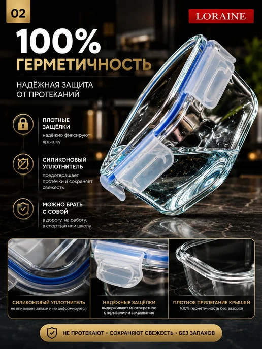 Контейнеры из жаропрочного стекла 4 шт. - фото 16