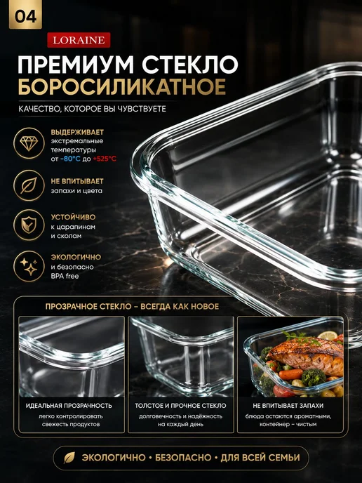 Контейнеры из жаропрочного стекла 4 шт. - фото 18