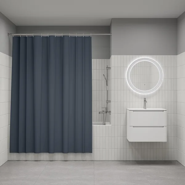 Фото товара на маркетплейсе wildberries Штора для ванной комнаты и душа тканевая 180х200 см