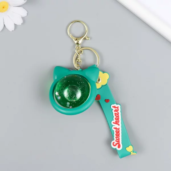 Брелок «Шарик-котик» зелёный 4х5,5х5,5 см