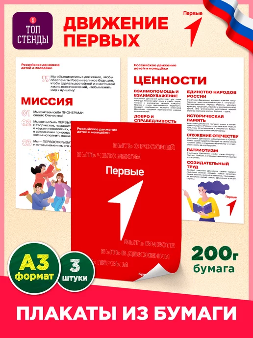 Топ Стенды Набор плакатов Движение первых РДДМ для школы