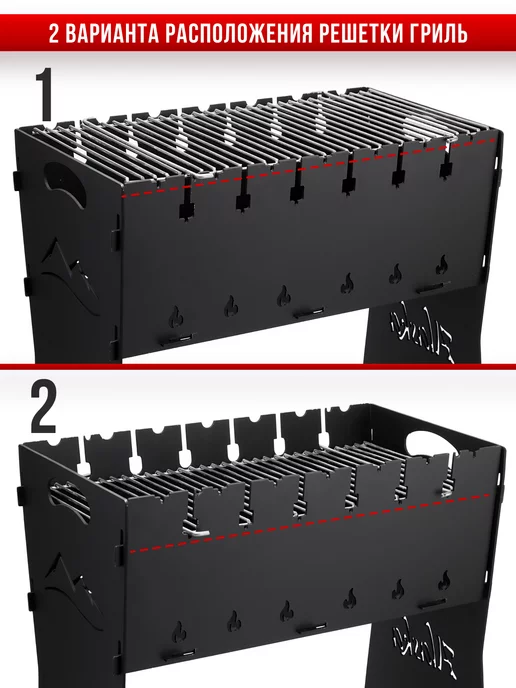 PROgrill мангал складной разборный Аляска 3мм, черный, фото 4