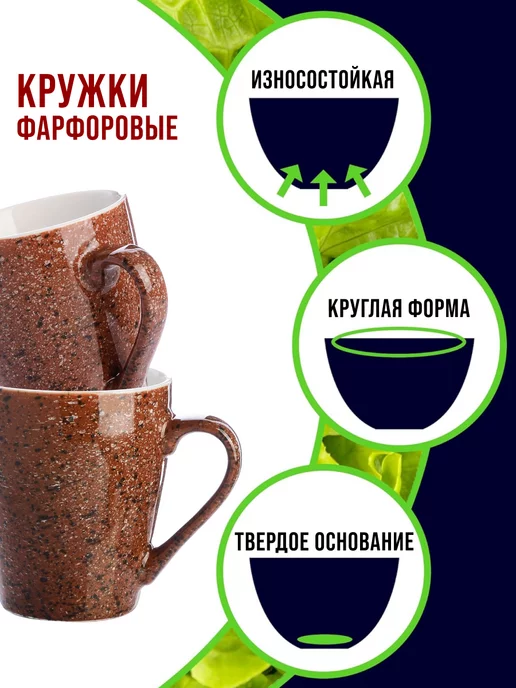 Кружки для чая большие фарфор набор 4 штуки - фото 4