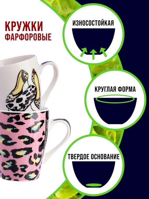 Кружки для чая большие фарфор набор 4 штуки - фото 4