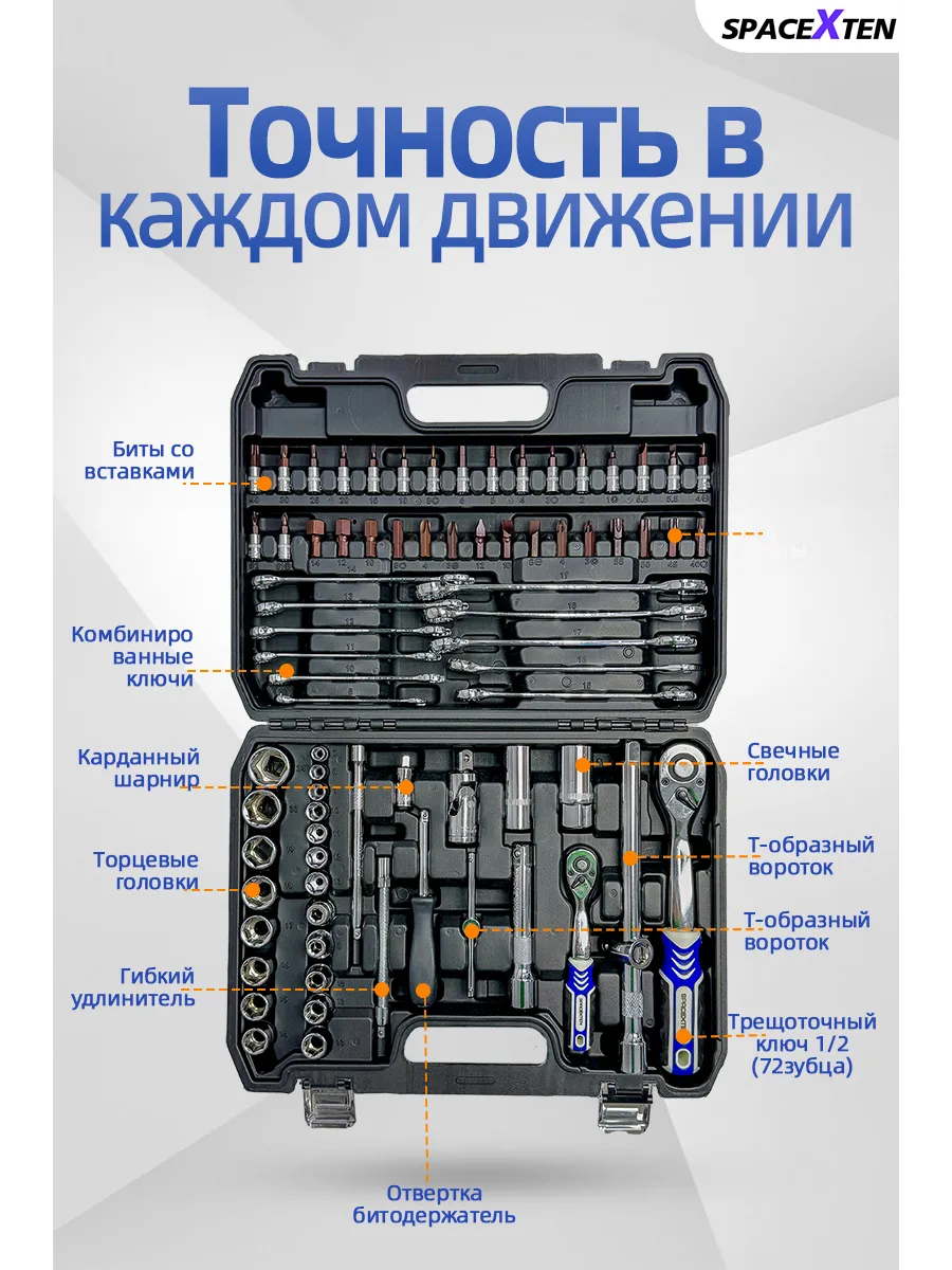 Набор инструментов для автомобиля 78 предметов HRC 180166104 купить за 4  301 ₽ в интернет-магазине Wildberries